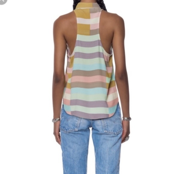 SALE Mara Hoffman Flag Stripe Button Down Gridded - Picture 2 of 8